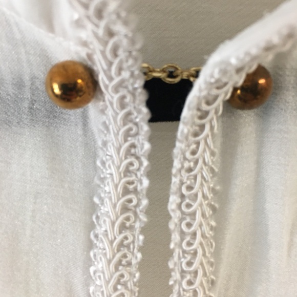 MEIYANG Sheer Long Sleeve Blouse Size Small White Gauzy Embroidered - Picture 3 of 11